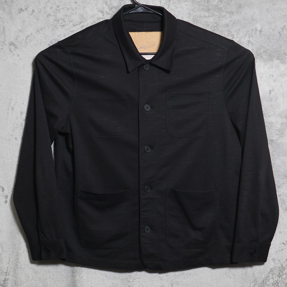 John Varvatos Chore Shirt Jacket Mens Large Black Slub Knit Button Front Pockets